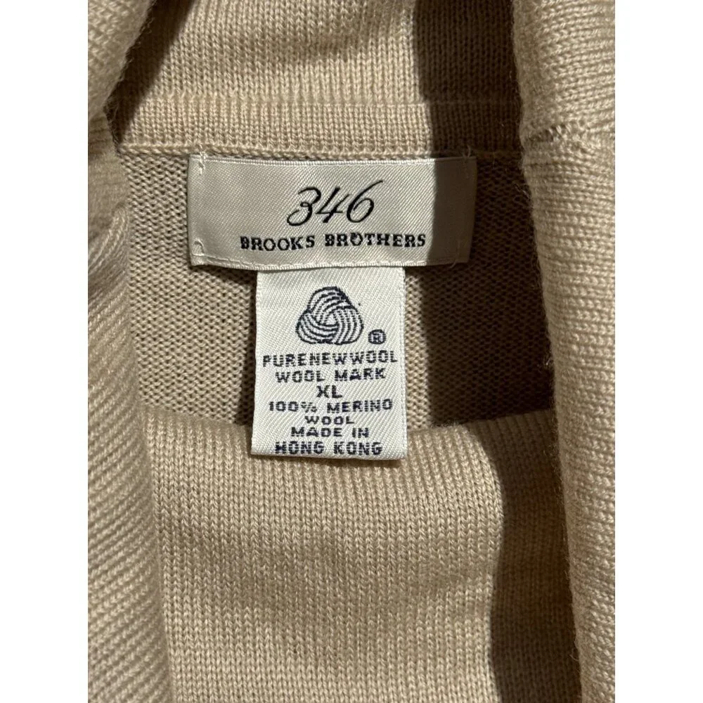 Brooks Brothers 346 Womens XL Beige 100% Merino Wool Cowl Neck Sweater‎